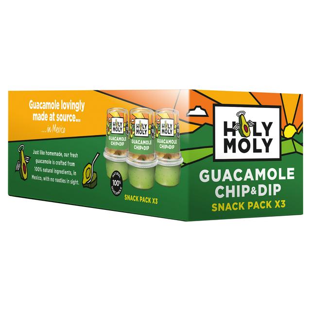 Holy Moly 3 x 76g Guacamole Chip & Dip Snack Pack