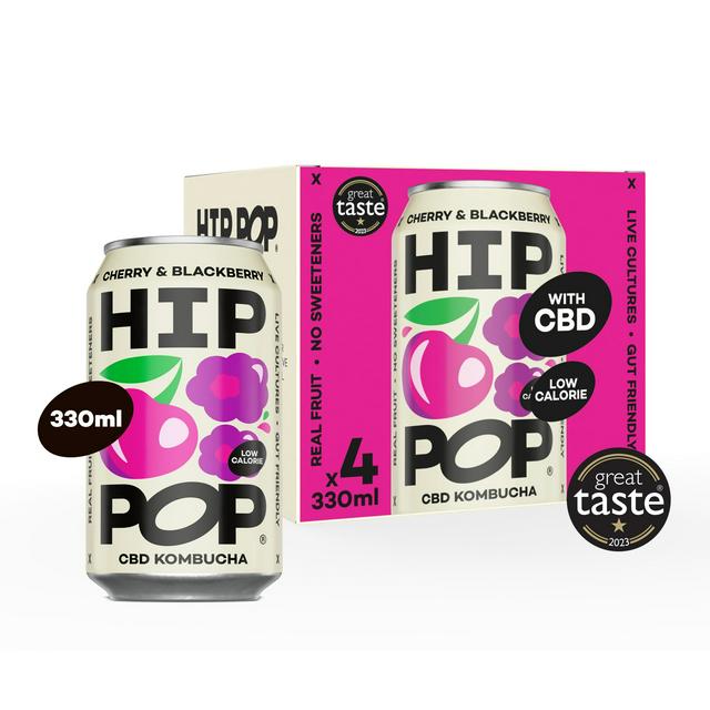 Hip Pop CBD Cherry & Blackberry Kombucha 4 x 330ml