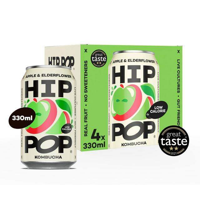 Hip Pop Apple & Elderflower Kombucha 4x330ml