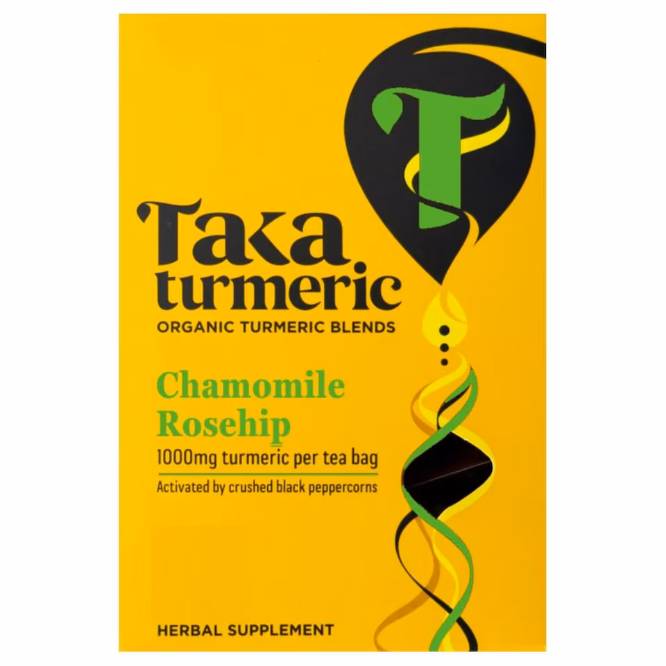 Taka Turmeric Organic Chamomile Rosehip Turmeric Tea Bags 60