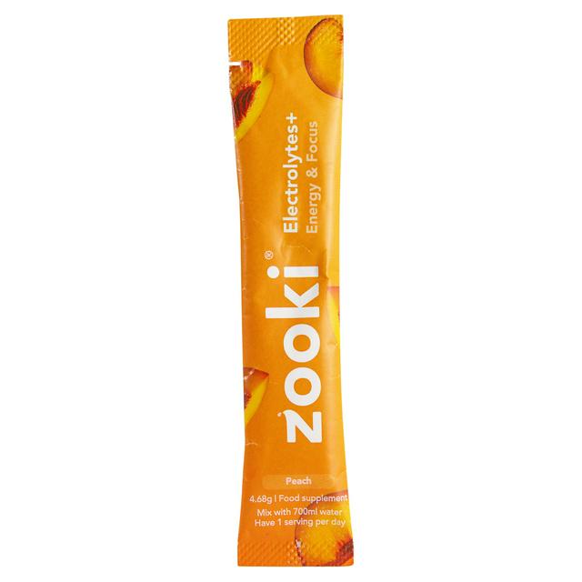 Zooki Electrolytes + Energy & Focus Food Supplement Peach 4.62g