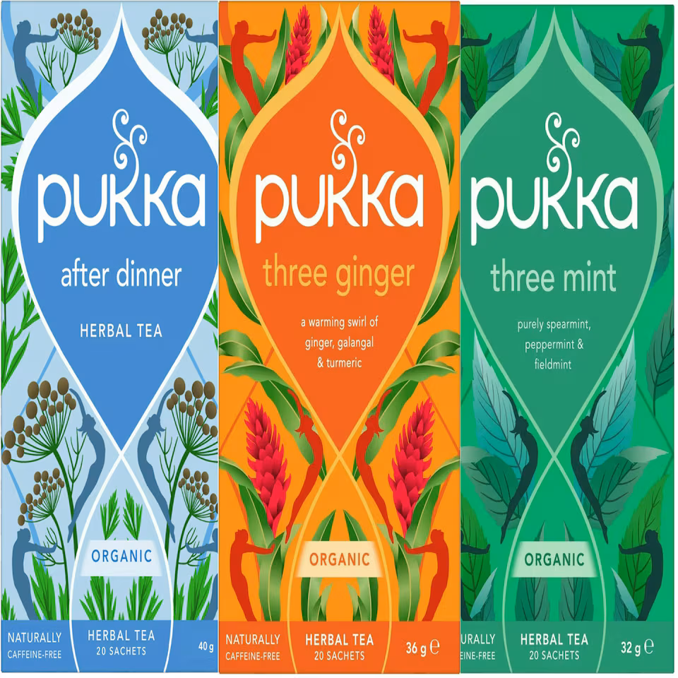 Pukka Herbs Organic Herbal Tea, Variety Pack with After Dinner, Three Ginger & Three Mint, 3 Packs of 20 Teabags | Multi