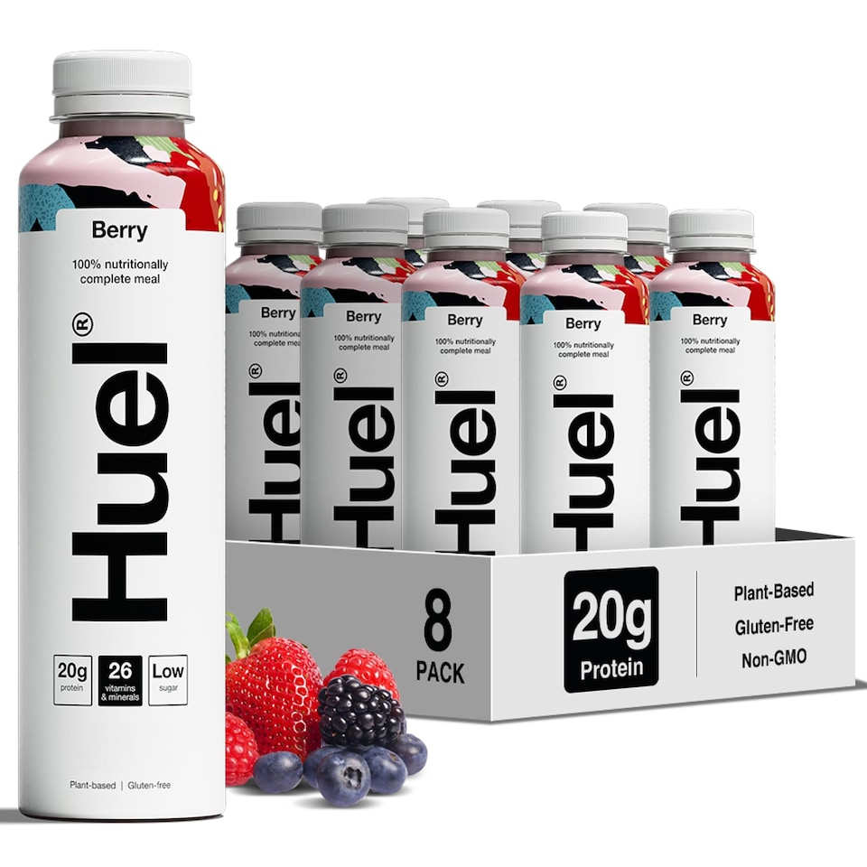 Huel Ready-to-Drink Meal, Berry Protein Drink, 500ml Bottles (Pack of 8) - Protein Shakes, Pre-Portioned Meal, 20g of Protein per Bottle