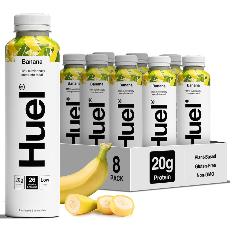 Huel Ready-to-Drink Meal, Banana Protein Drink, 500ml Bottles (Pack of 8) - Protein Shakes, Pre-Portioned Meal, 20g of Protein per Bottle