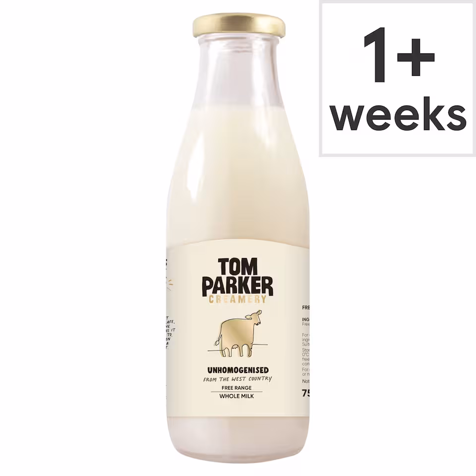 Tom Parker Creamery Unhomogenised West Country Free Range whole Milk 750ml