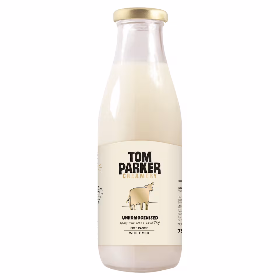 Tom Parker Creamery Unhomogenised West Country Free Range whole Milk 750ml
