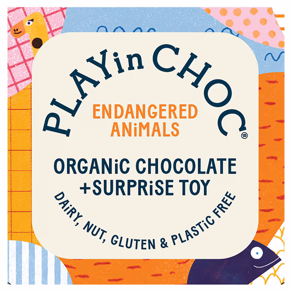 PLAYin CHOC Toy Choc Box Endangered Animals Organic Chocolate & Surprise Toy