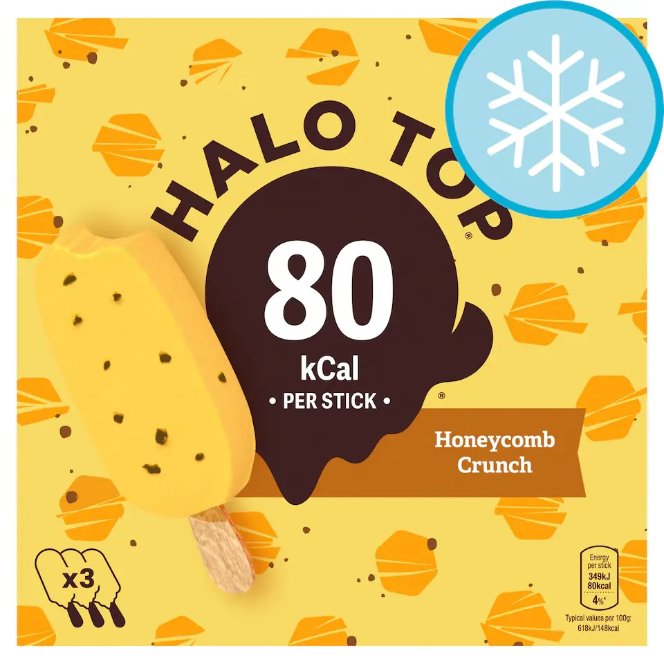 Halo Top Honeycomb Crunch Ice Cream Sticks 3 x 100ml