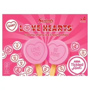 Swizzels Love Hearts Creamy Cherry Ice Cream Lollies 116g  4 x 29g (116g)