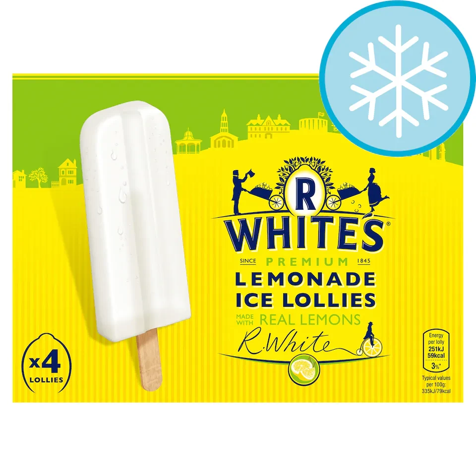 R Whites Premium Lemonade Ice Lollies 4 x 75ml