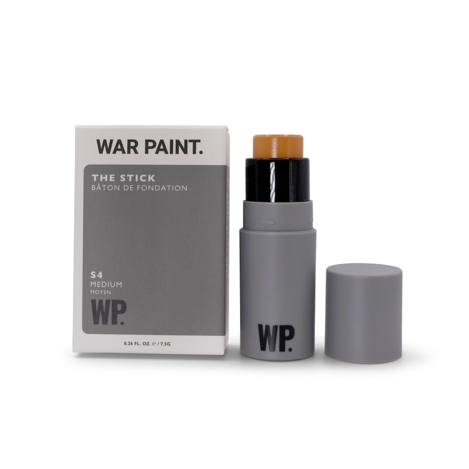 War Paint for Men Multi-Use Complexion Concealer and Foundation Stick, Evens Skin Tone and Covers Blemishes and Dark Circles, Quick Application S4 Medium 7.5g