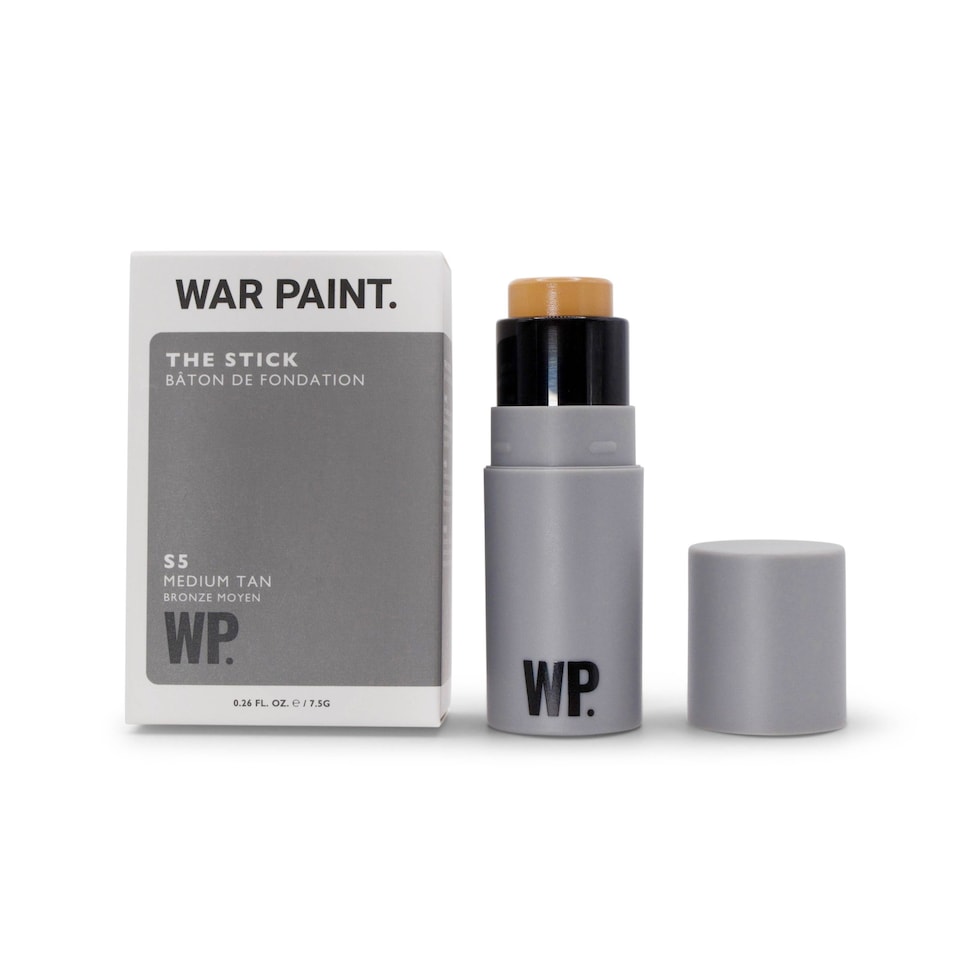 War Paint for Men Multi-Use Complexion Concealer and Foundation Stick, Evens Skin Tone and Covers Blemishes and Dark Circles, Quick Application S5 Medium Tan 7.5g