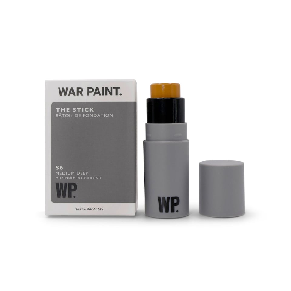 War Paint for Men Multi-Use Complexion Concealer and Foundation Stick, Evens Skin Tone and Covers Blemishes and Dark Circles, Quick Application S6 Medium Deep 7.5g