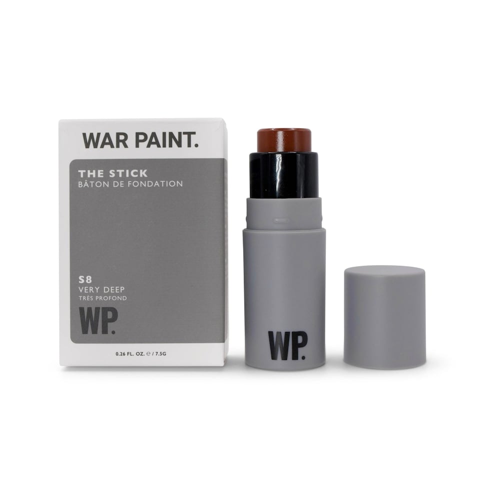 War Paint for Men Multi-Use Complexion Concealer and Foundation Stick, Evens Skin Tone and Covers Blemishes and Dark Circles, Quick Application S8 Very Deep 7.5g
