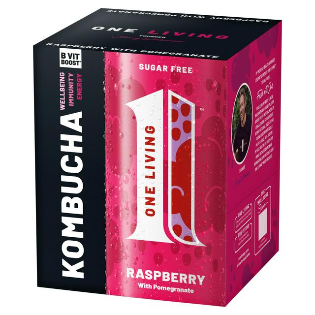 One Living Raspberry Kombucha with Pomegranate 4x250ml