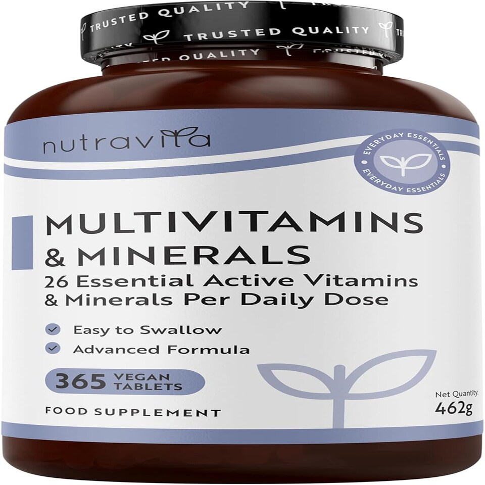 Nutravita Multivitamins & Minerals - 26 Essential Active Vitamins & Minerals for Immune System Support - Made in the UK - 365 Vegan Tablets