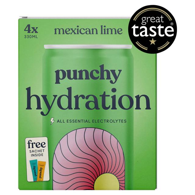 Punchy 4 x 330ml Hydration with Essential Minerals & Vitamins Mexican Lime Electrolyte Drink