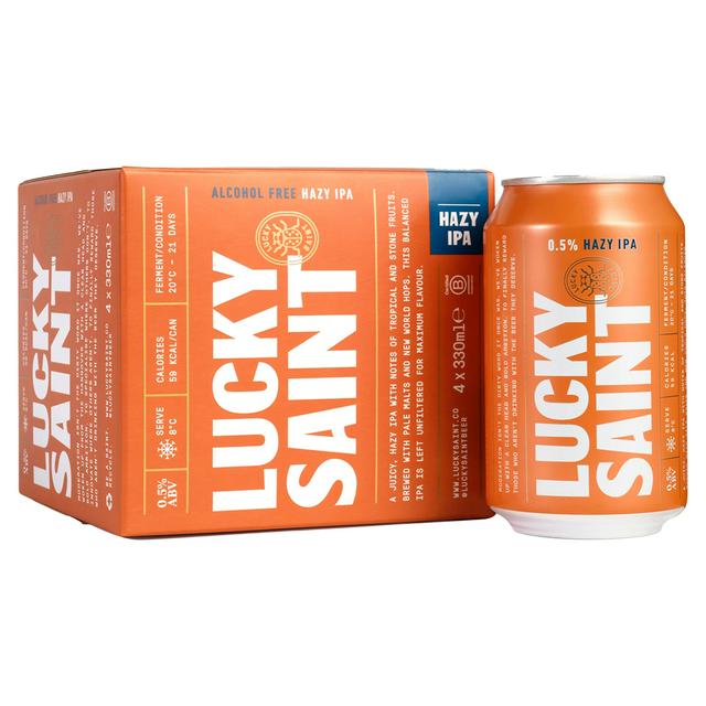 Lucky Saint Hazy IPA 0.5% Low Alcohol Can 4 x 330ml