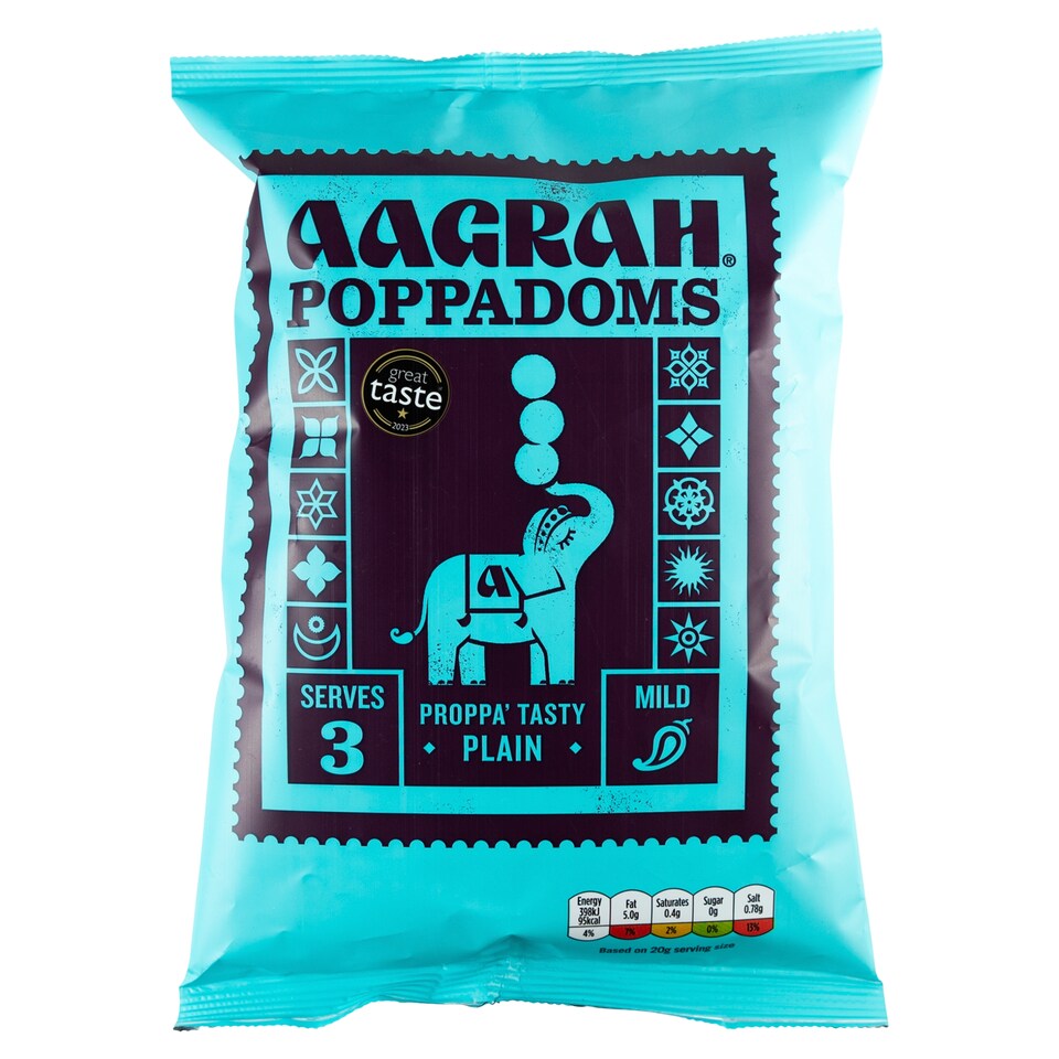 Aagrah Poppadoms Plain 60g