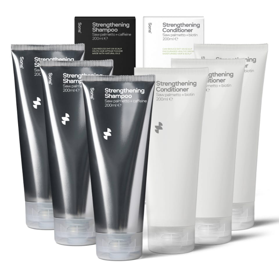 Sons Strengthening Shampoo & Conditioner for Men (6x200ml), DHT-Blocking & Anti Dandruff Treatment