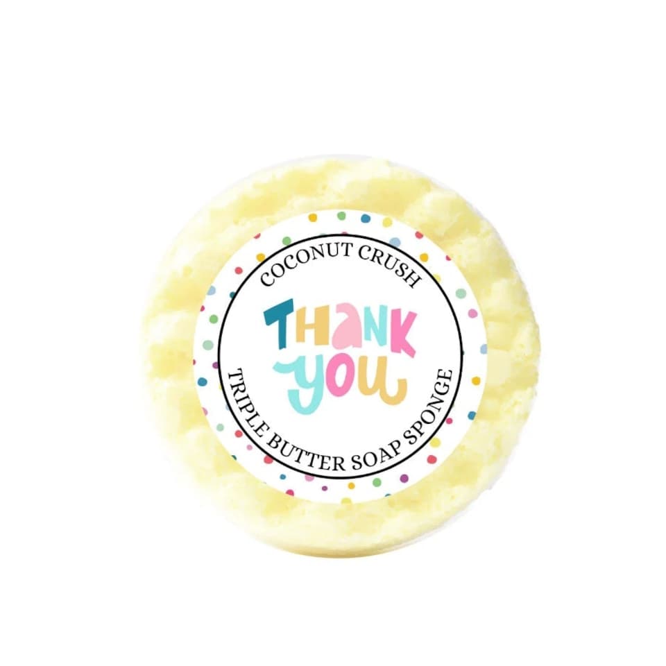 Emily Victoria Triple Butter Shower Soap Sponge Thank You Coconut Crush