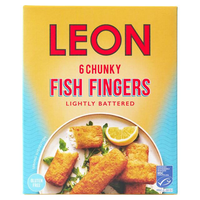 LEON Chunky Fish Fingers Lightly Battered x6 390g