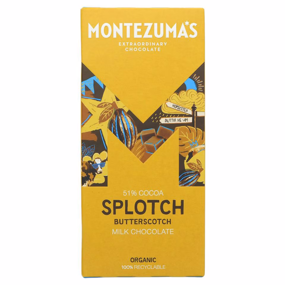 Organic Splotch 54% Milk Chocolate with Butterscotch 90g (Montezuma's)