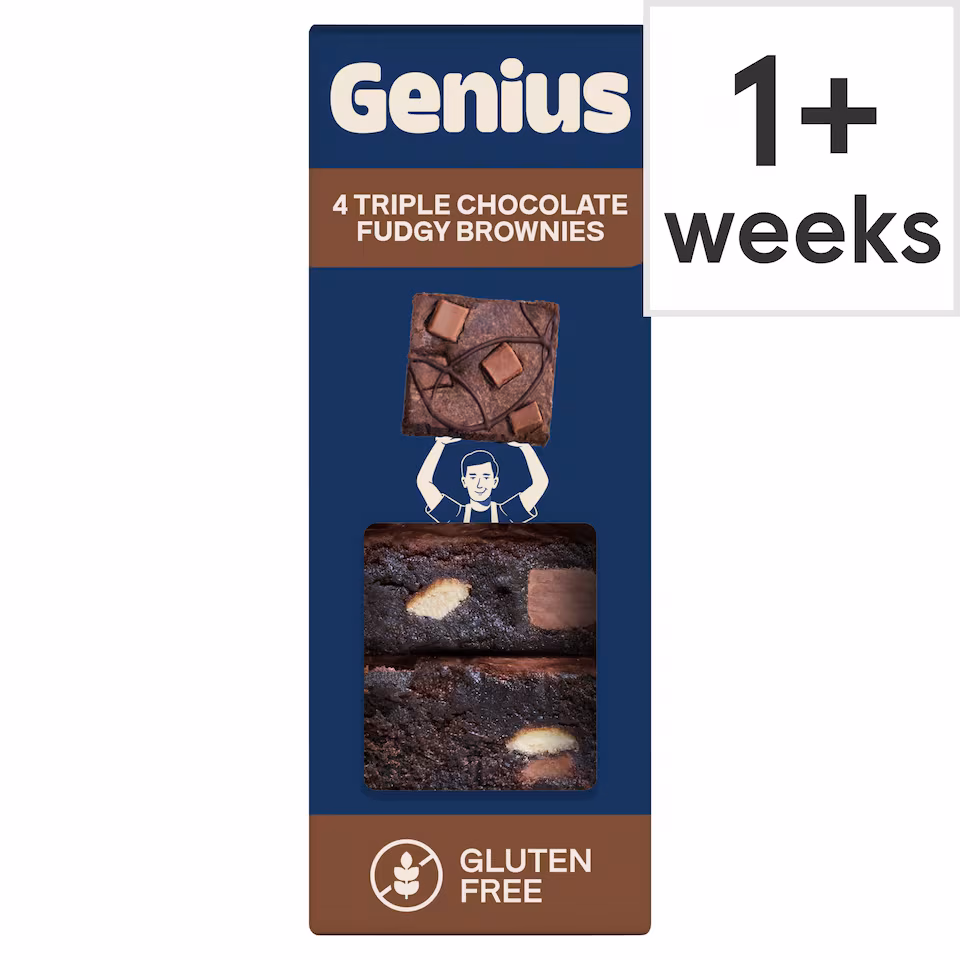 Genius Gluten Free 4 Triple Chocolate Fudgy Brownies
