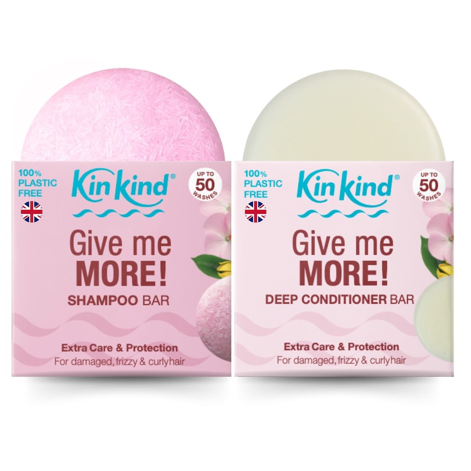 KinKind Give me MORE! Shampoo and Conditioner Set. Shampoo Bar and Deep Conditioner Bar for Damaged, Curly, Frizzy hair.