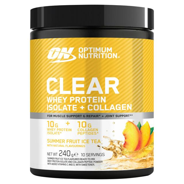 Optimum Nutrition Clear Whey Protein Isolate + Collagen Powder Summer Fruit Ice Tea 240g
