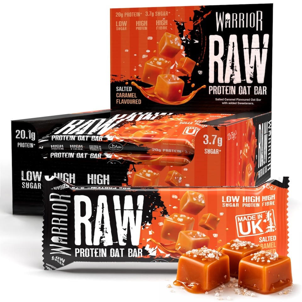 Warrior RAW Protein Bars 12 x 75g – 20g High Protein Bar, Low Sugar High Fibre Oat Protein Flapjack – Protein Snacks, Meal Replacement Bars (Strawberry Cheesecake)