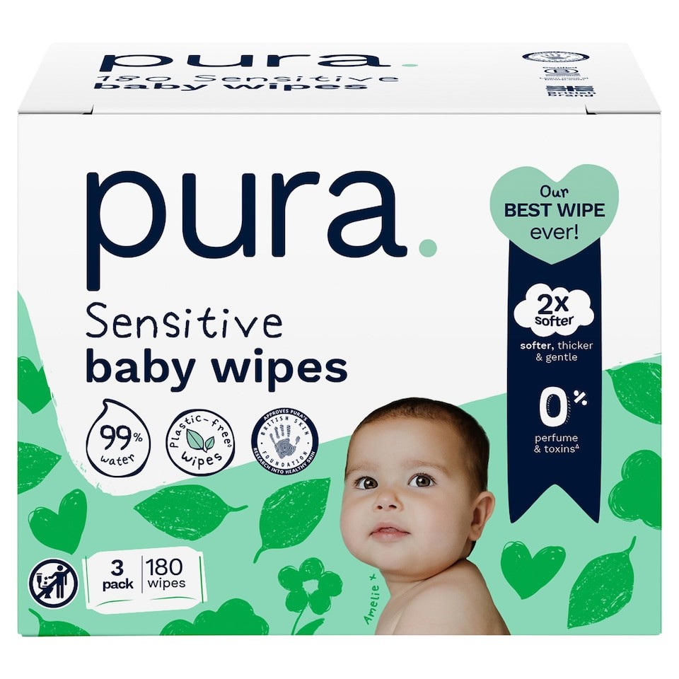 Pura Plastic Free Baby Wipes 3 x 60pk