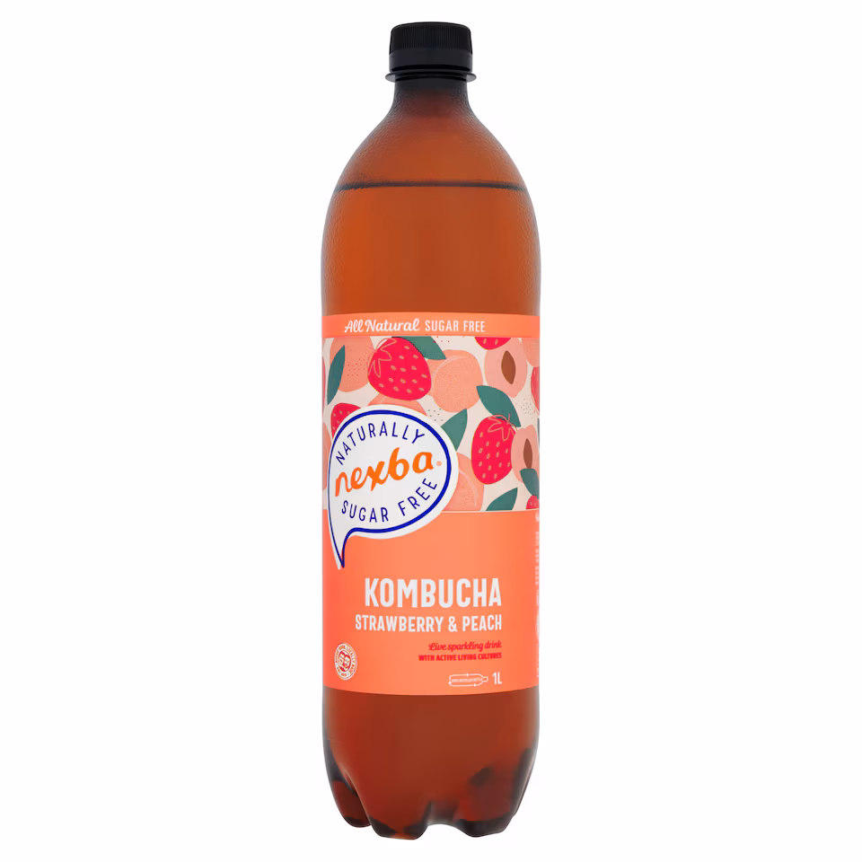 Nexba Strawberry & Peach Kombucha Drink 1 Litre