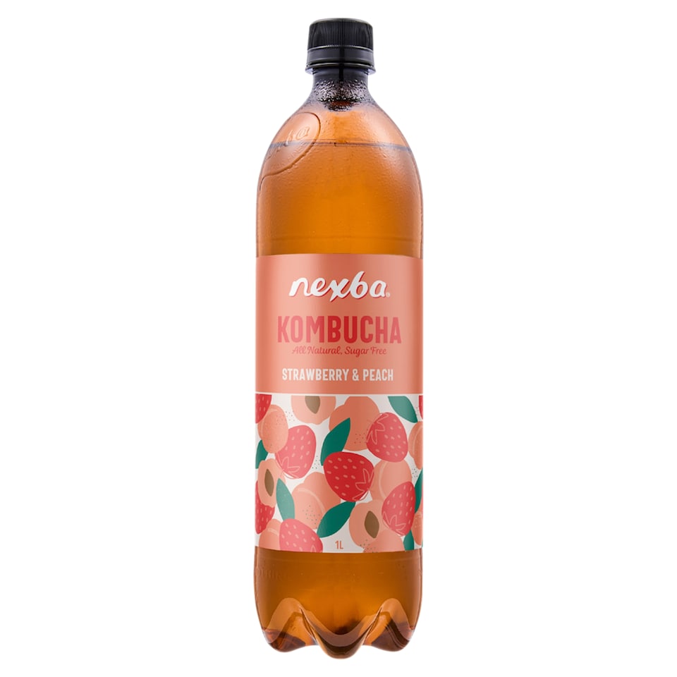 Nexba Strawberry & Peach Kombucha Drink 1 Litre
