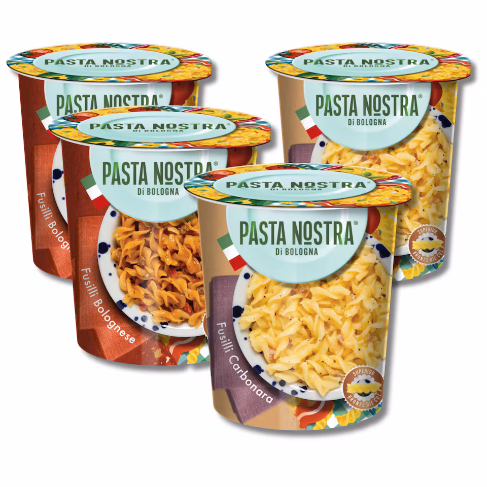 Pasta Nostra Instant Pasta Pots Pack of 4 x 70g - Meat Lovers Bundle