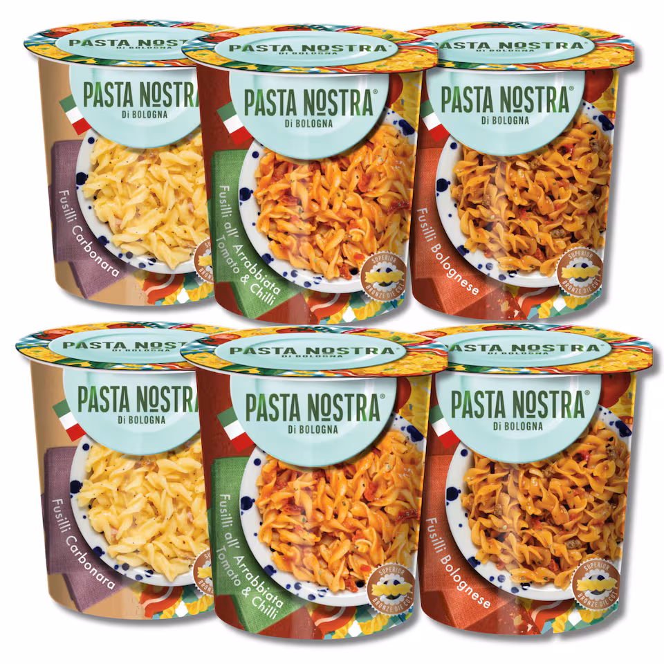 Pasta Nostra Instant Pasta Pots Pack of 6 x 70g - Italy's Favourites