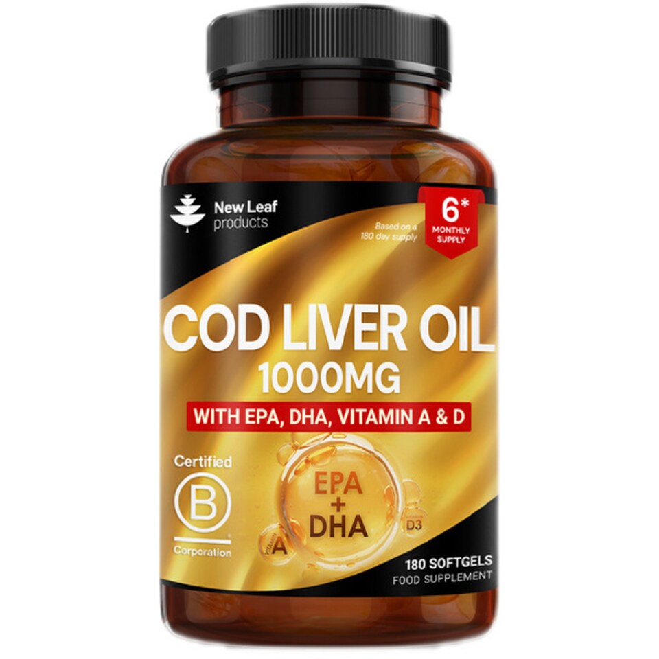 Cod Liver Oil Capsules 1000mg + Omega-3, EPA DHA