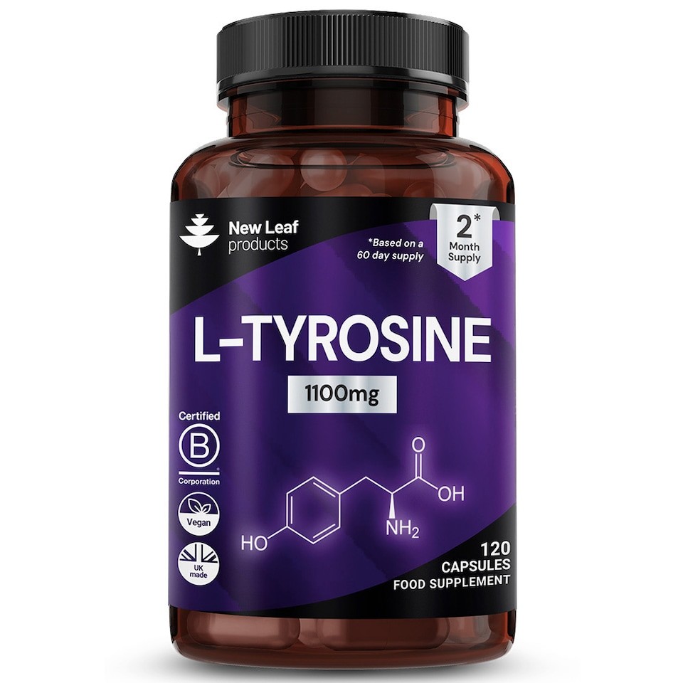 New Leaf L-Tyrosine Capusles - 1100mg P/S - 120 Vegan Amino Acid Supplemenys