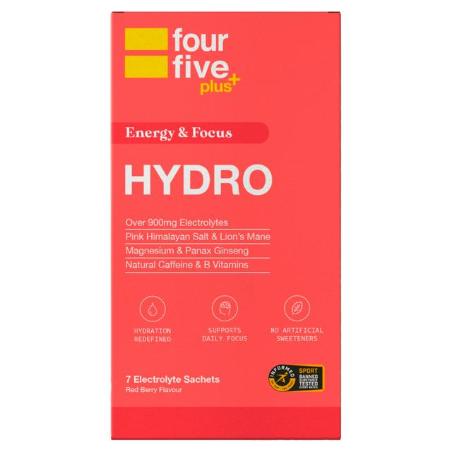 Fourfive Plus+ Energy & Focus Red Berry Flavour Electrolyte Sachets x7