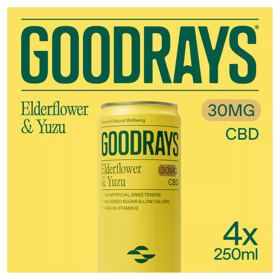 Goodrays Natural Cbd Elderflower & Yuzu Drink 4 X 250Ml