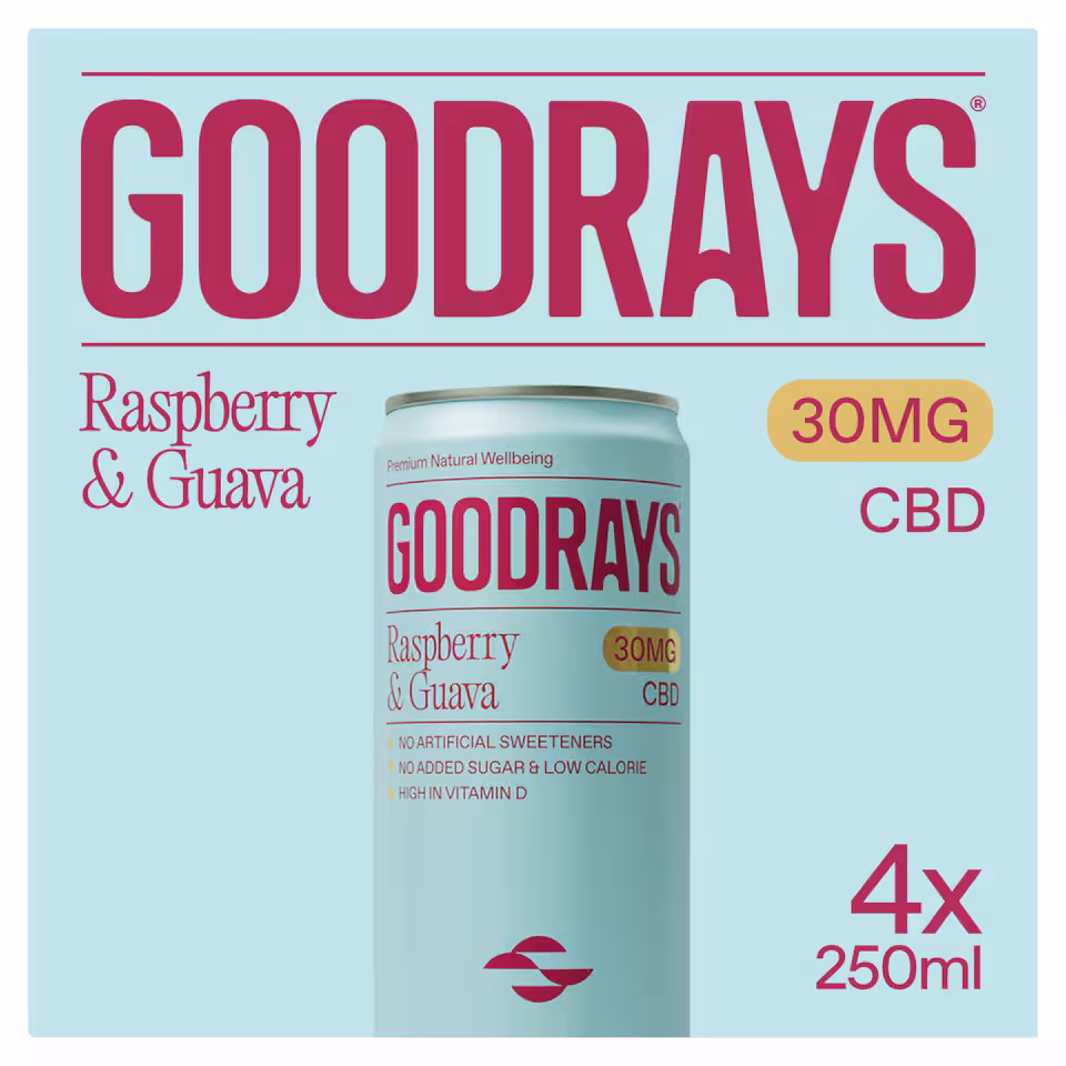 Goodrays Natural Cbd Raspberry & Guava Drink 4 X 250Ml