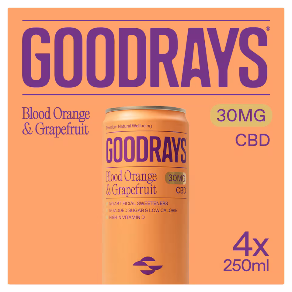 Goodrays Natural Cbd Blood Orange & Grapefruit Drink 4 X 250Ml