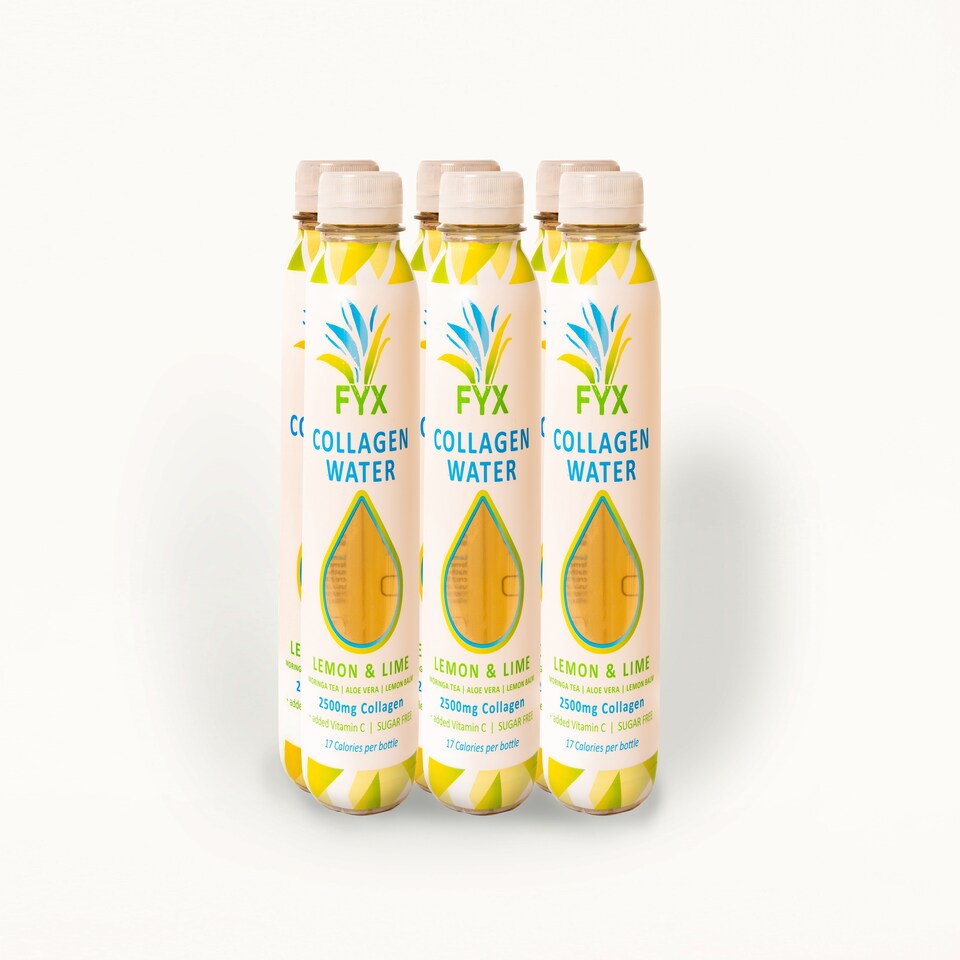 FYX Collagen Water - Lemon & Lime Case - 6 bottles | Yellow | Light green | One Size | Lemon & Lime | 6