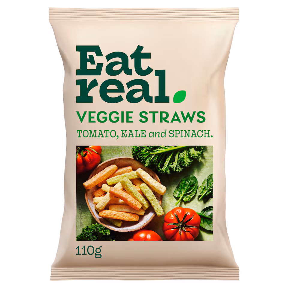 Eat Real Veggie Straws - Tomato, Kale & Spinach 110g