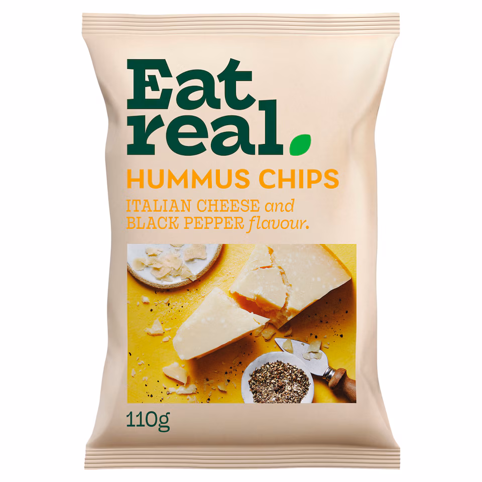 Eat Real Hummus Chips Italian Cheese & Black Pepper 110G