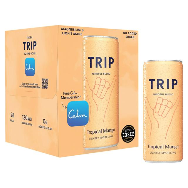 Trip 4 x 250ml Tropical Mango Lightly Sparkling Mindful Blend Drink