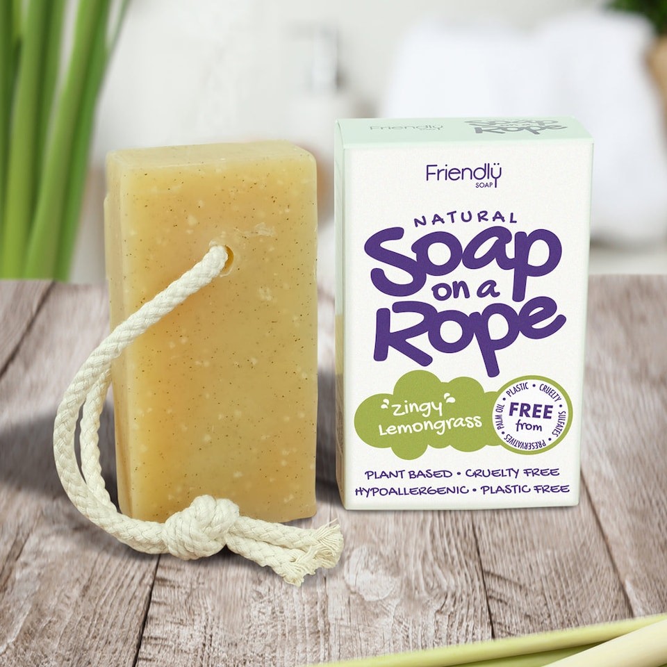 Natural Lemongrass Soap On A Rope | Pink
