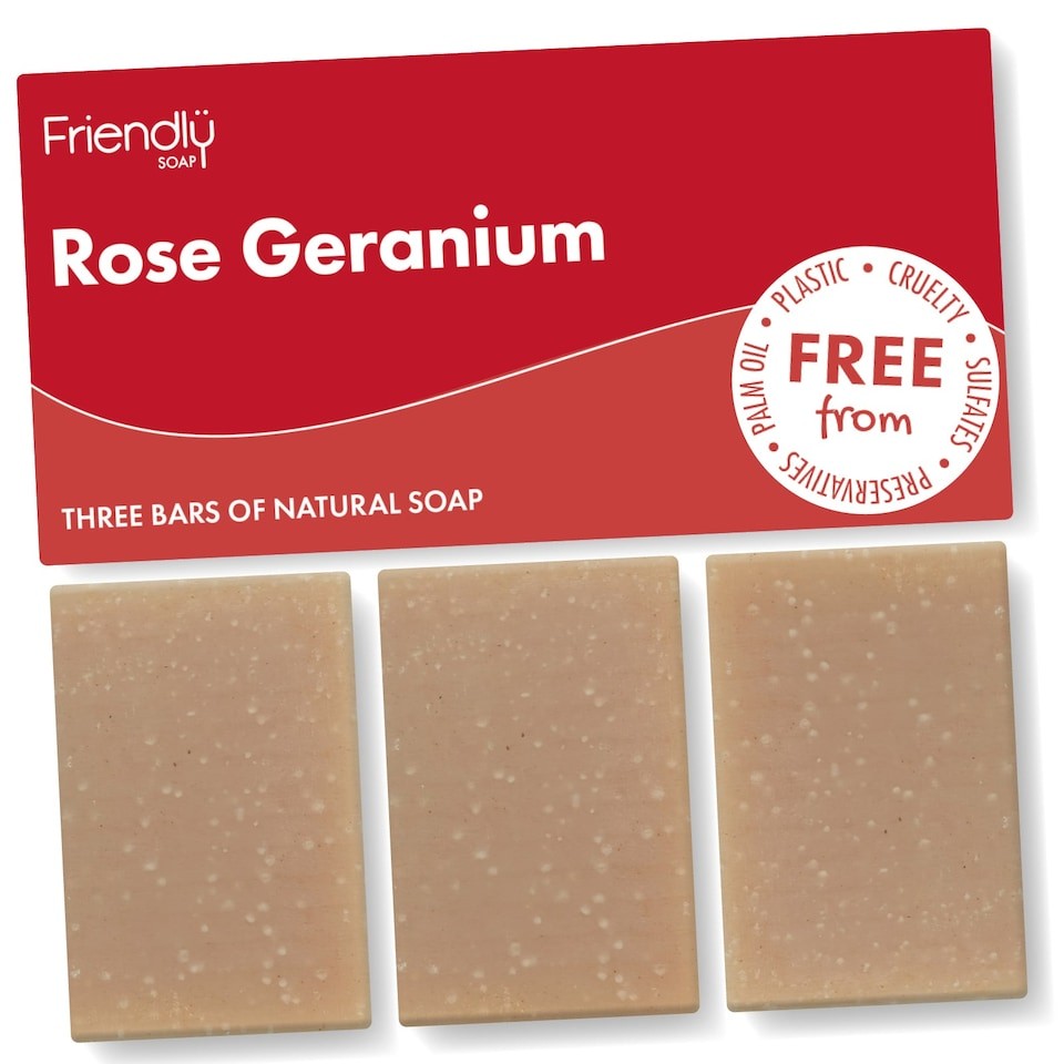 Friendly Soap - Natural Rose Geranium Soap Bar - 3 Pack