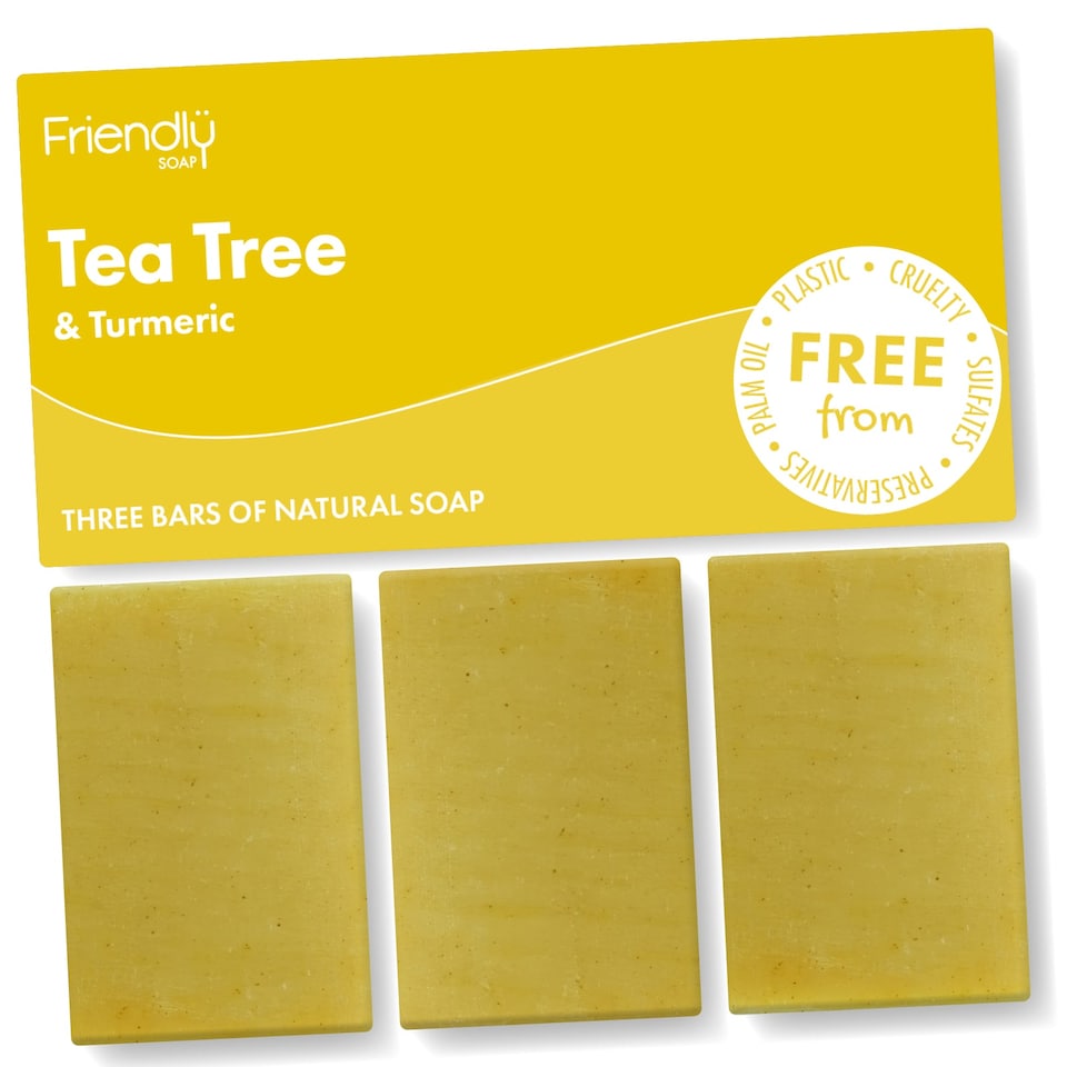 Friendly Soap - Natural Tea Tree & Turmeric Soap Bar - 3 Pack