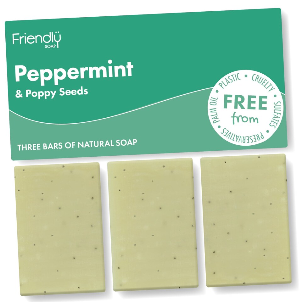 Friendly Soap - Natural Peppermint & Poppy Seeds Soap Bar - 3 Pack